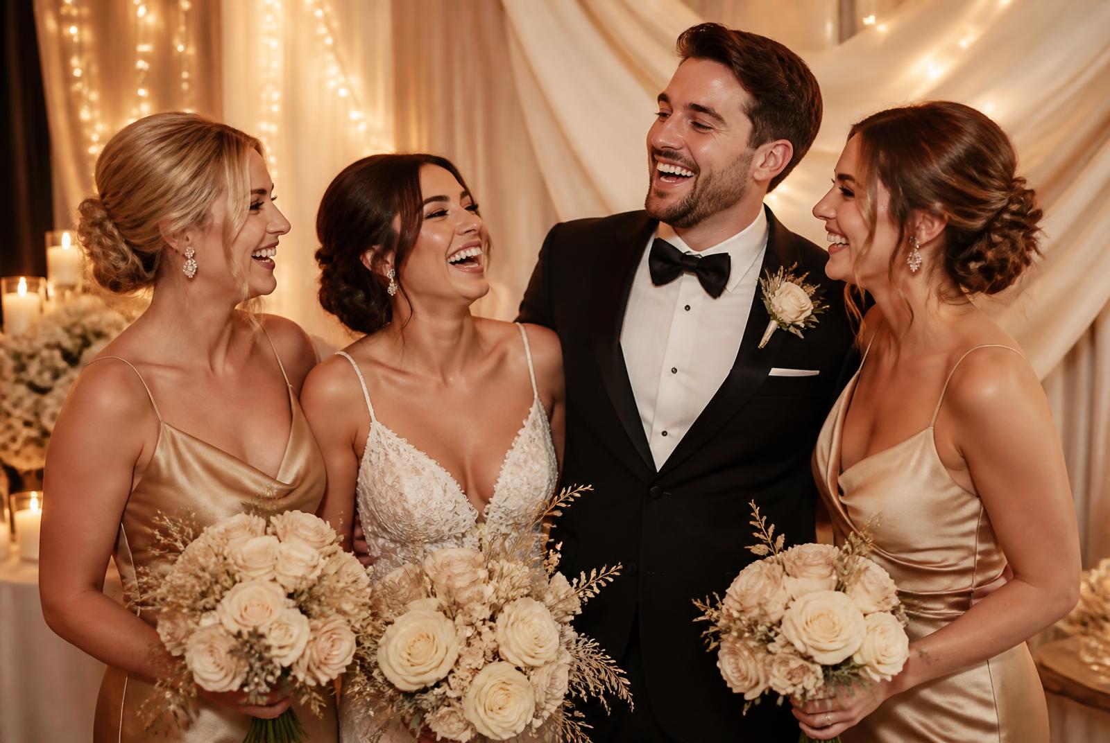 Two guests laughing together in the booth at a Birmingham wedding