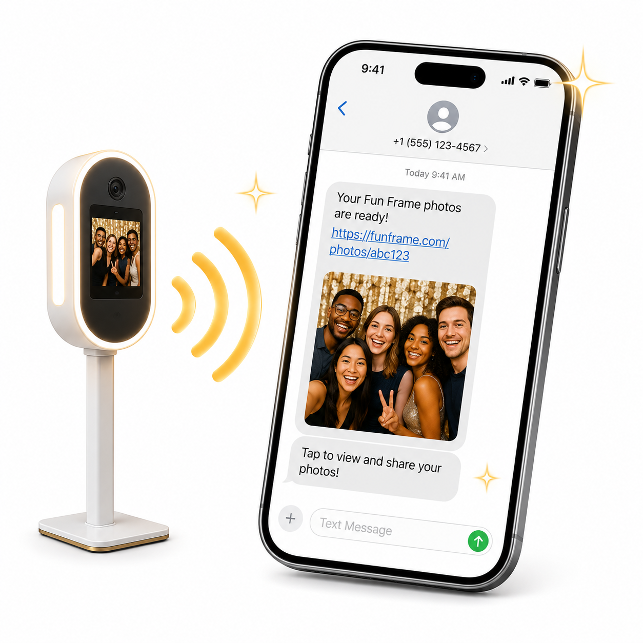 Modern ring-light digital photo booth on a slim tripod