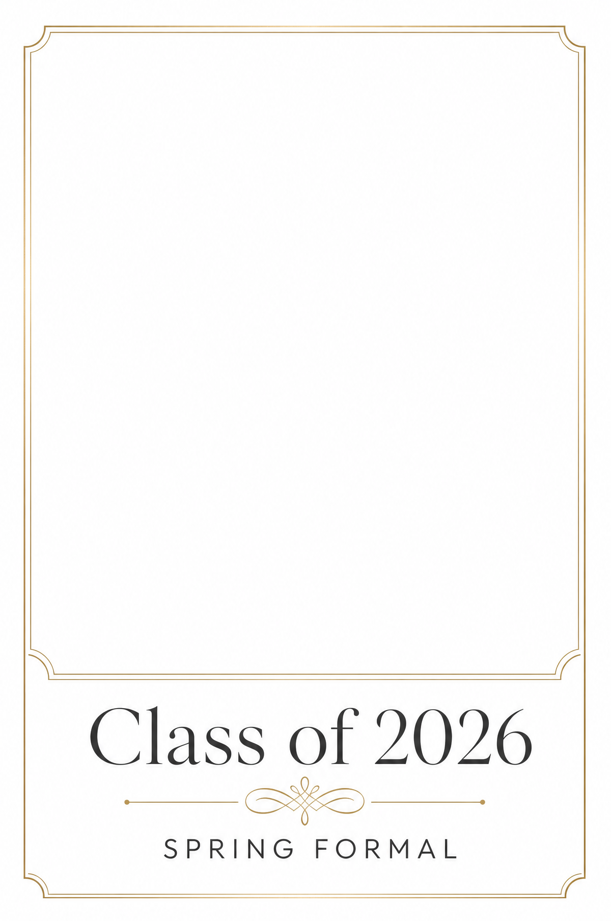 School keepsake 4x6 print template with a champagne gold border, class year and event name